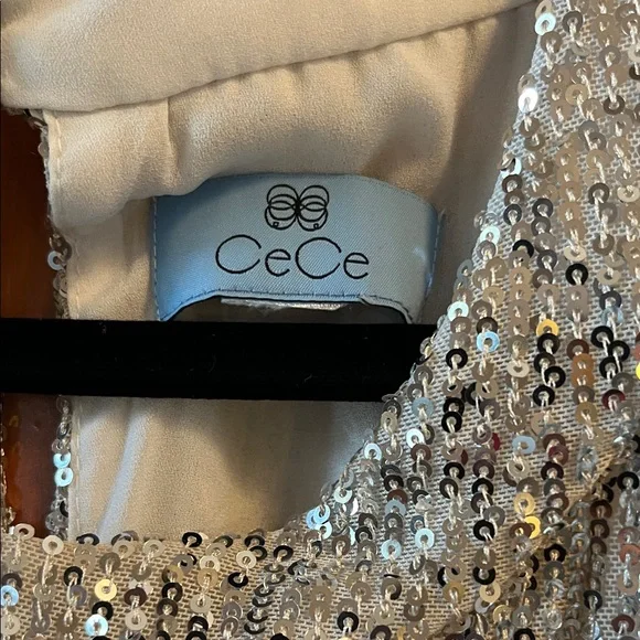 CeCe Glittering Silver Sequin Blouse - Picture 2 of 3